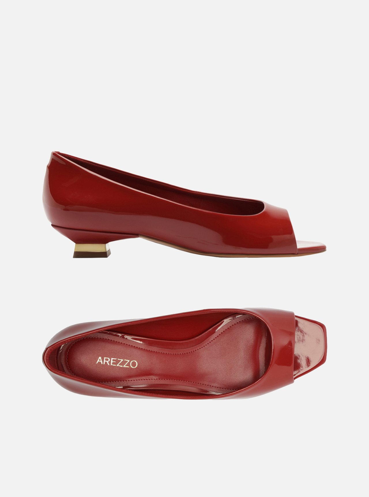 Scarpin Vermelho Verniz Salto Bloco Metais — foto 6