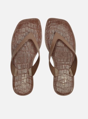 Chinelo de Dedo Marrom Croco Rivieira Square