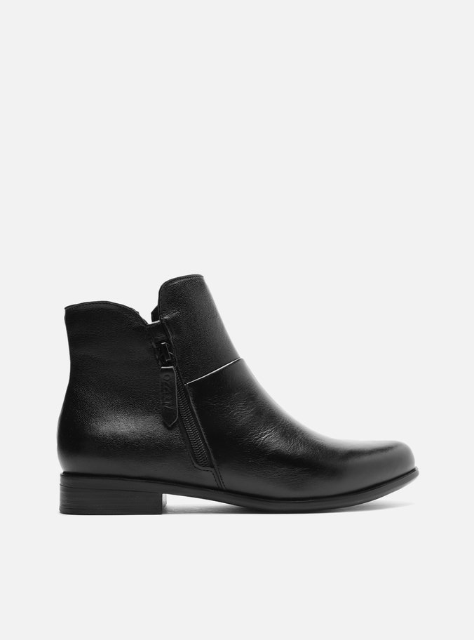 Bota Couro Cano Curto Preta Liso