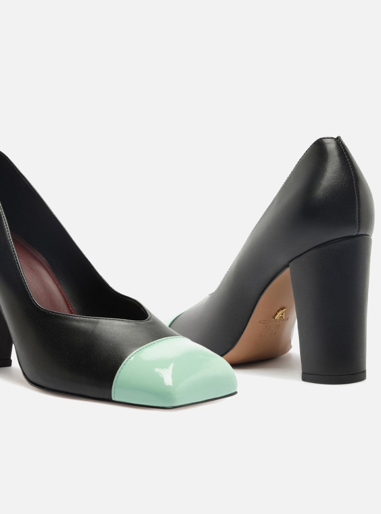 Scarpin Preto Multimaterial Salto Bloco — foto 5