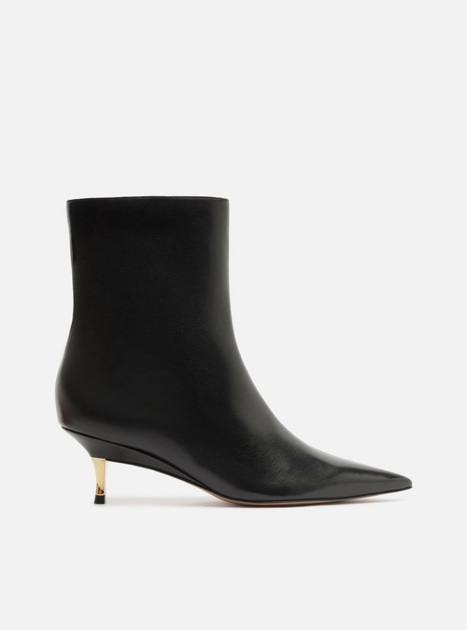 Bota Preta Couro Bico Fino