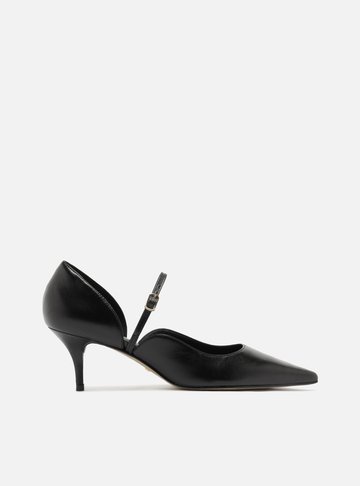 Scarpin Preto Salto Baixo Slingback