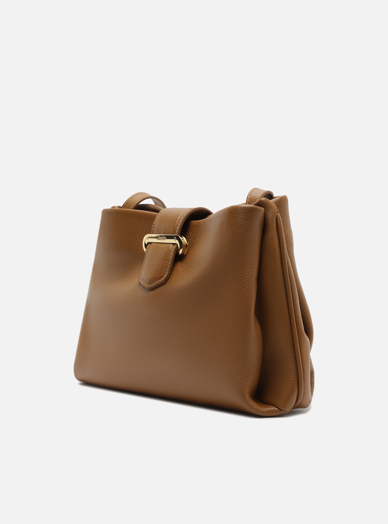 Bolsa Tiracolo Caramelo Couro Média Tira Metal — foto 2