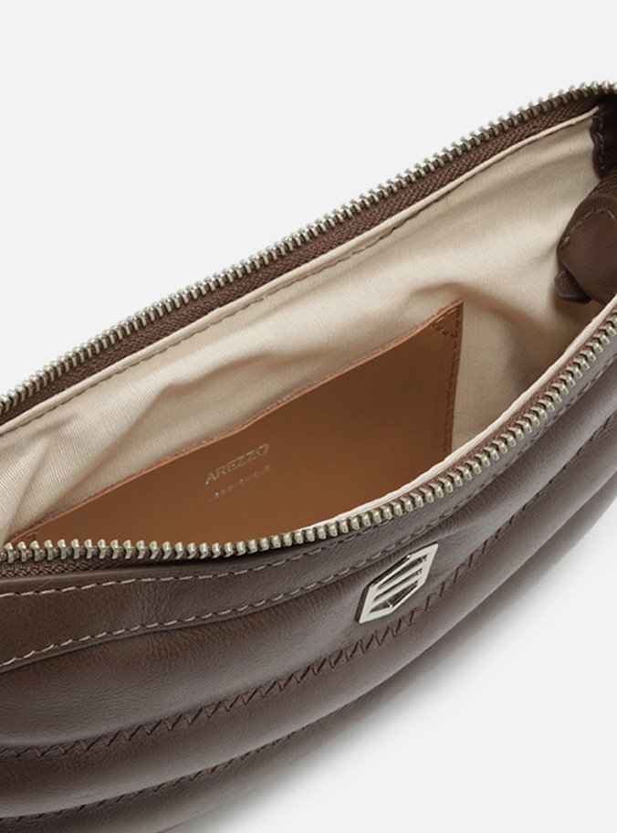 Bolsa Tiracolo Marrom Couro Média Costuras