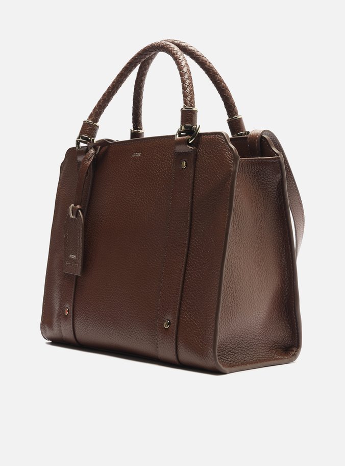 Bolsa Tote Marrom Escuro Couro Piazza Grande