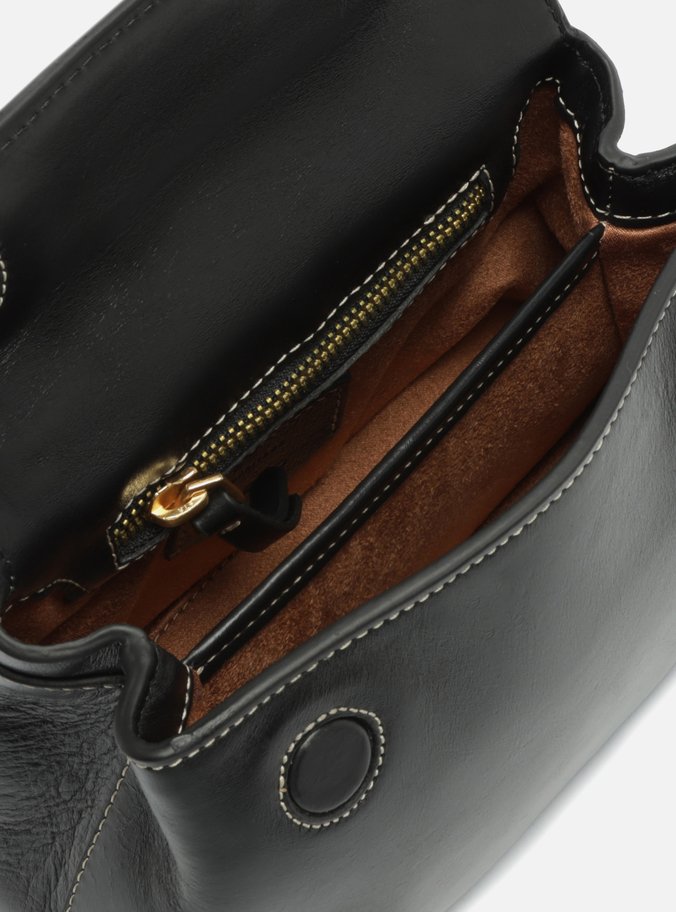 Tiracolo Preta Couro Pequena Bag Charm Victória