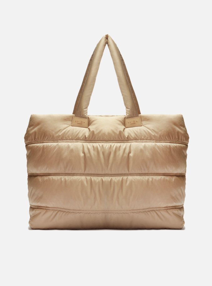 Bolsa Shopping Bege Puffer Nylon Sporty Grande