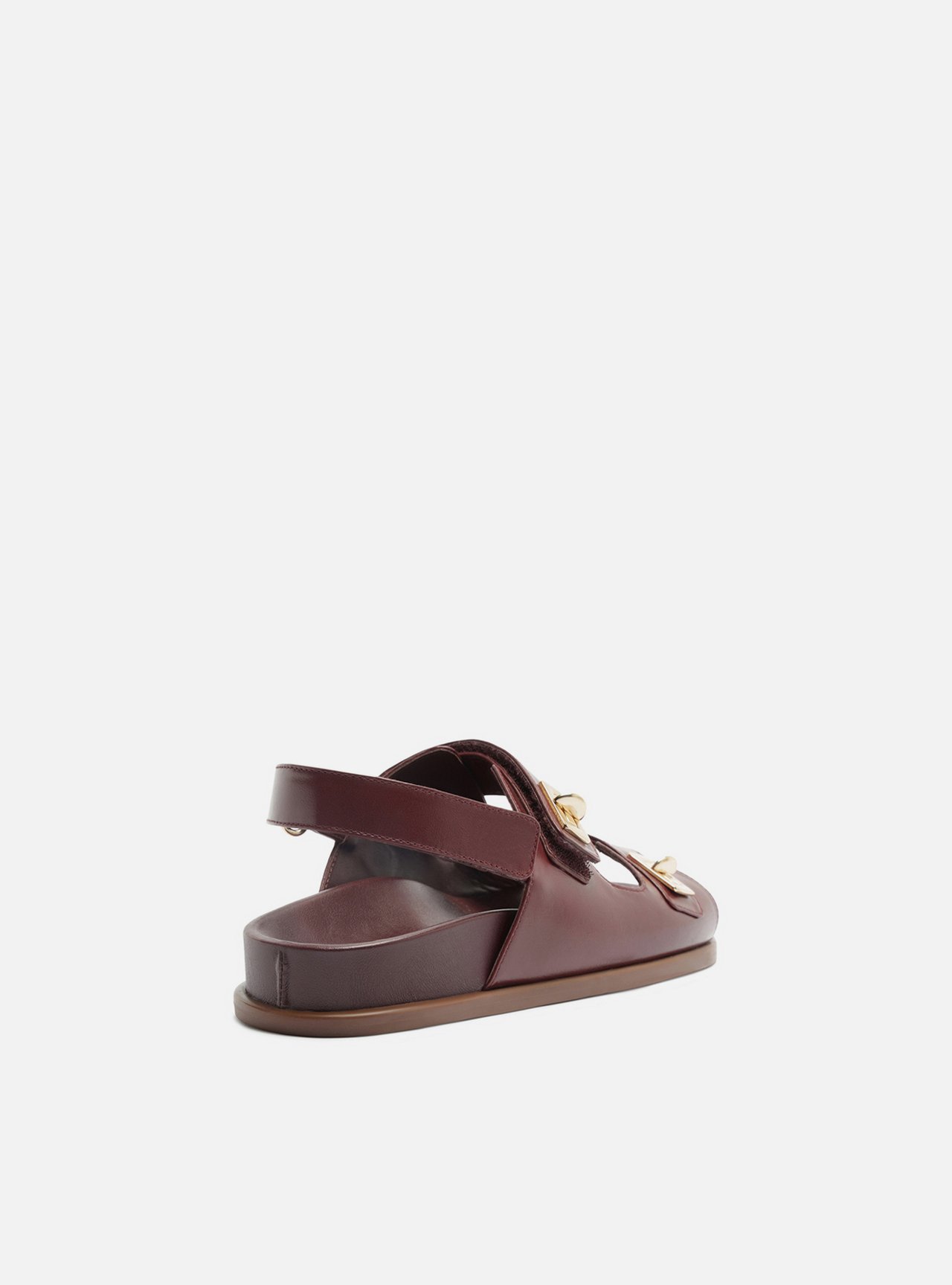 Sandália Papete Bordô Couro Flatform Metais — foto 3