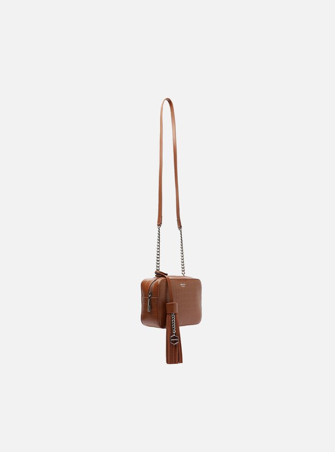 Bolsa Tiracolo Marrom Croco Pequena Barbicacho