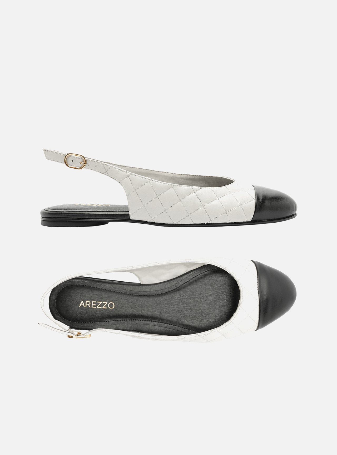 Sapatilha Branca Couro Bico Redondo Matelassê Slingback — foto 5