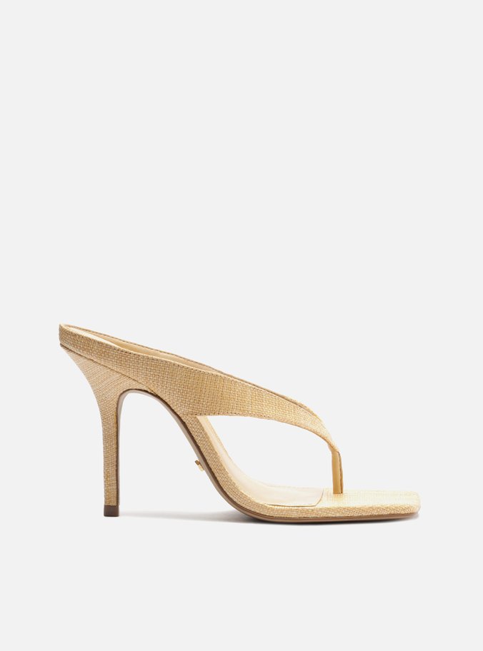 Tamanco Bege Natural Salto Alto Thong