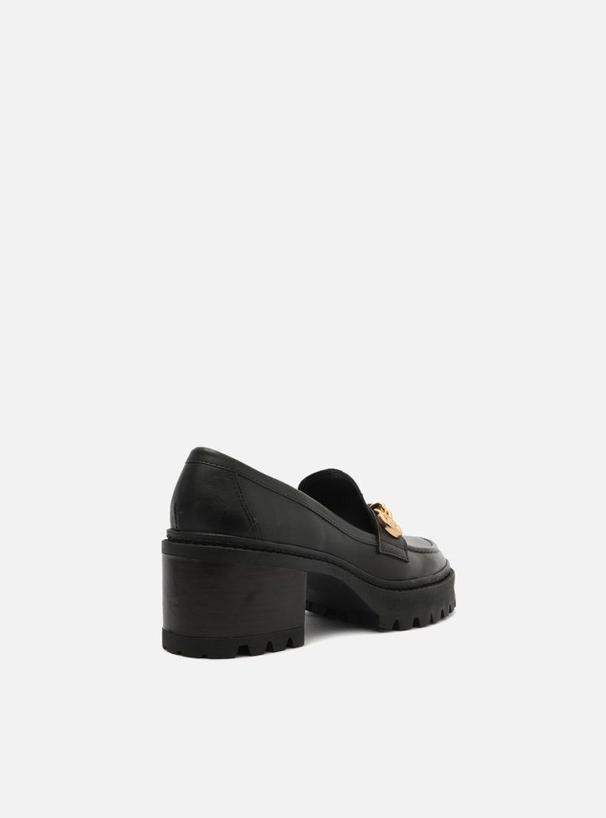 Mocassim Preto Couro Salto Bloco Kopenhagen