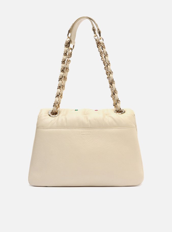 Bolsa Tiracolo Off-White Couro Mizz Stones Média