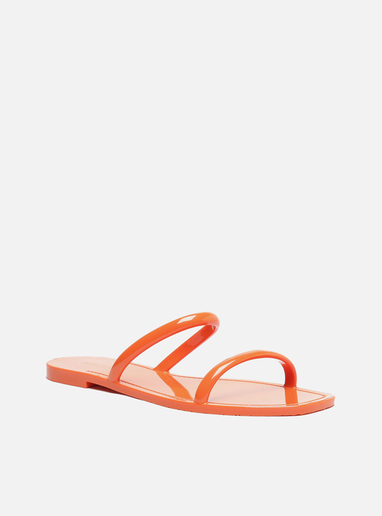Kit Rasteira Laranja Brilho e Bag Transparente Brizza