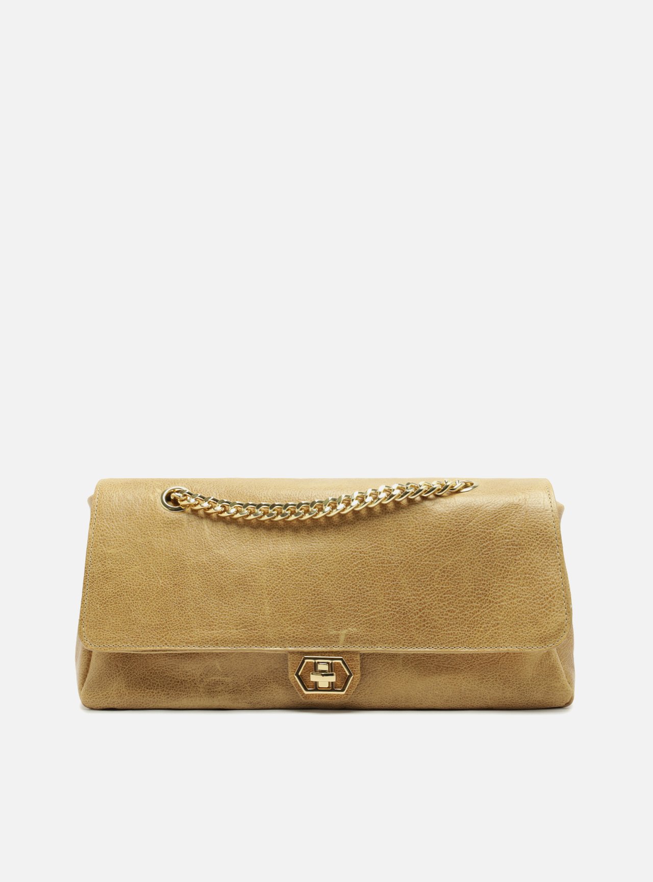 Bolsa Tiracolo Nude Couro Grande Croco Corrente