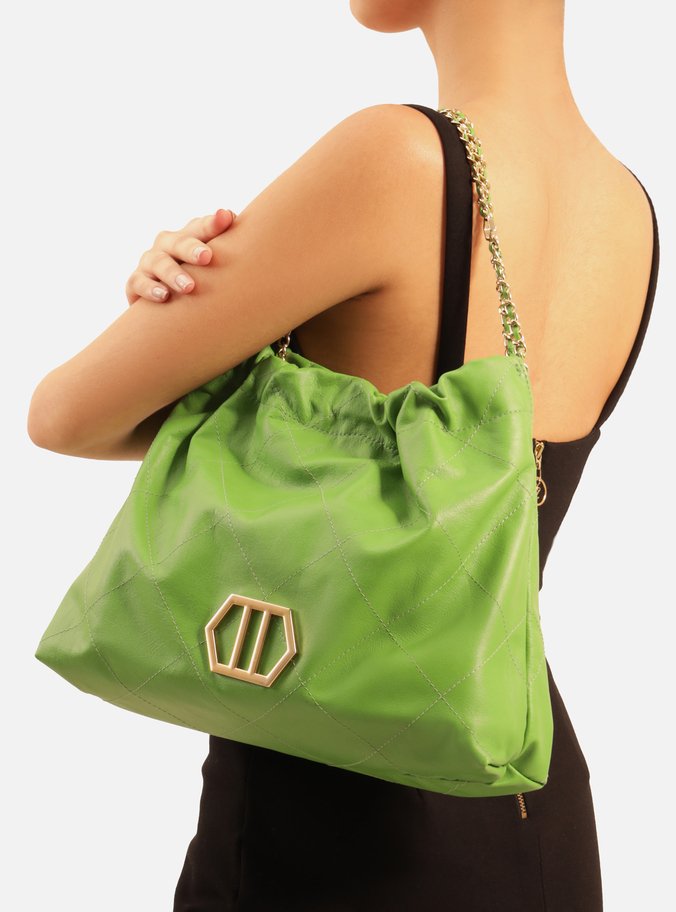 Bolsa Hobo Verde Couro Esther Grande