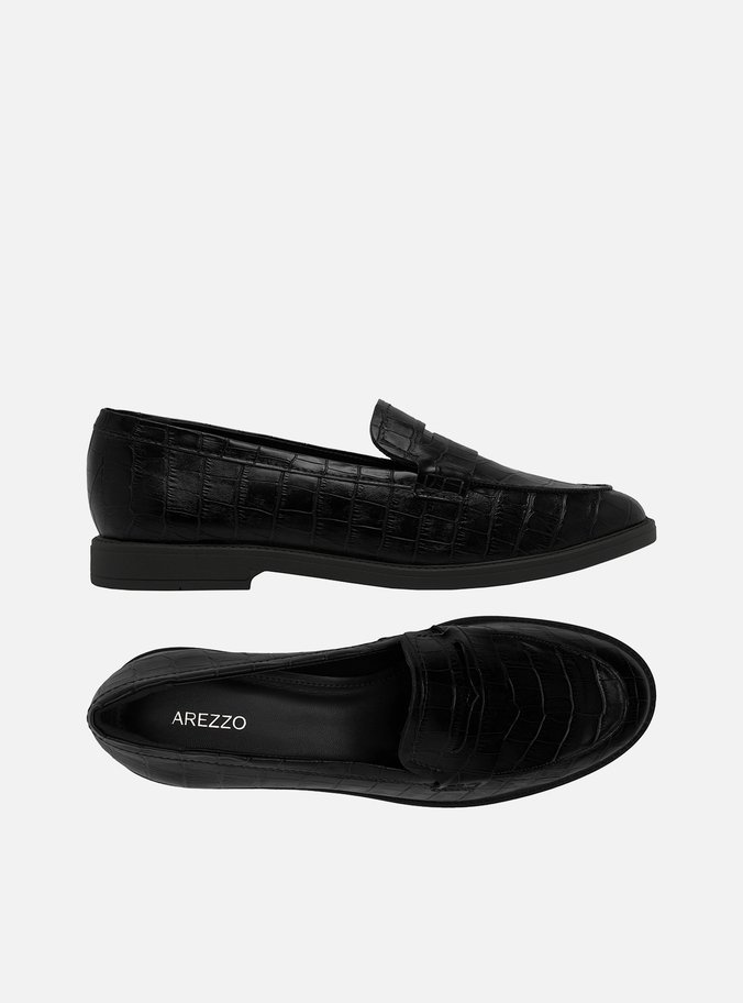 Mocassim Preto Fechado Croco