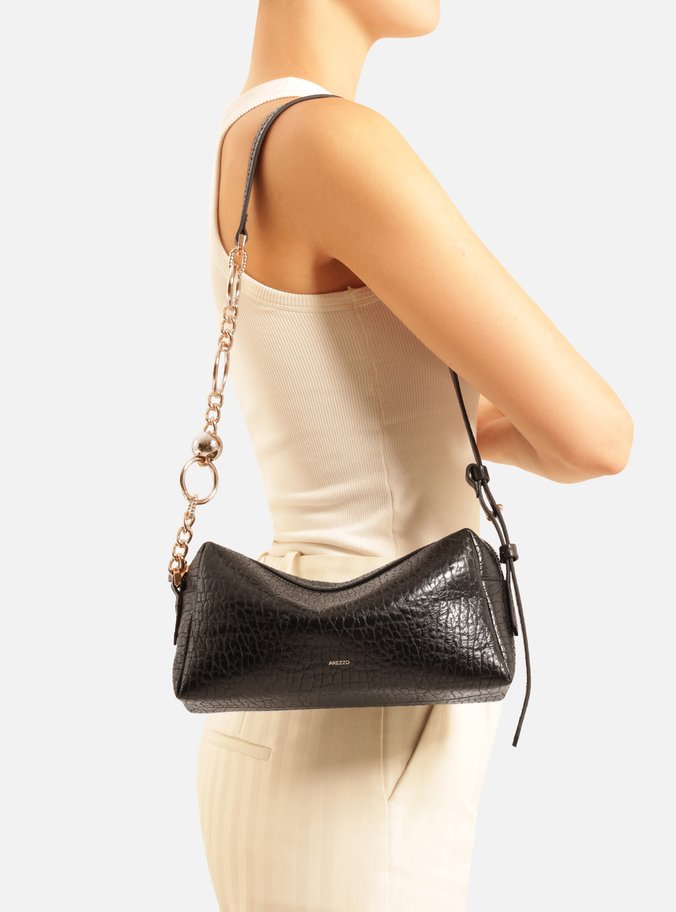 Bolsa Tiracolo Couro Preta Pequena