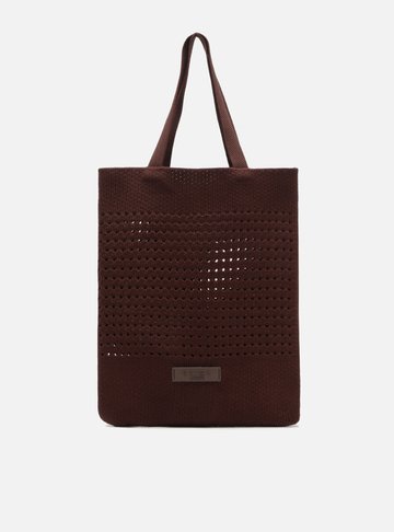 Bolsa Shopping Marrom Crochê Grande Marina