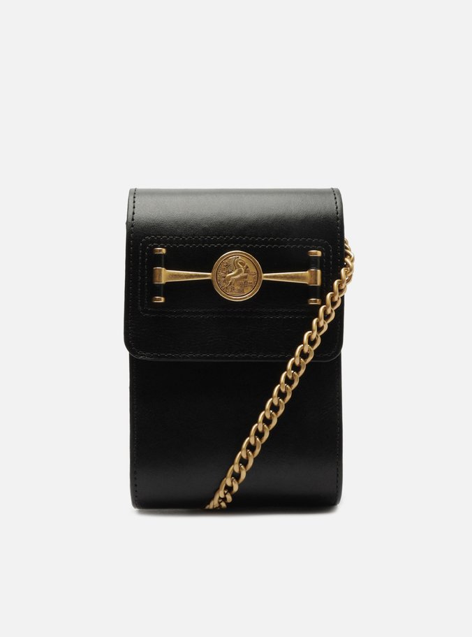 Mini Bag Preta Couro  Porta-Celular