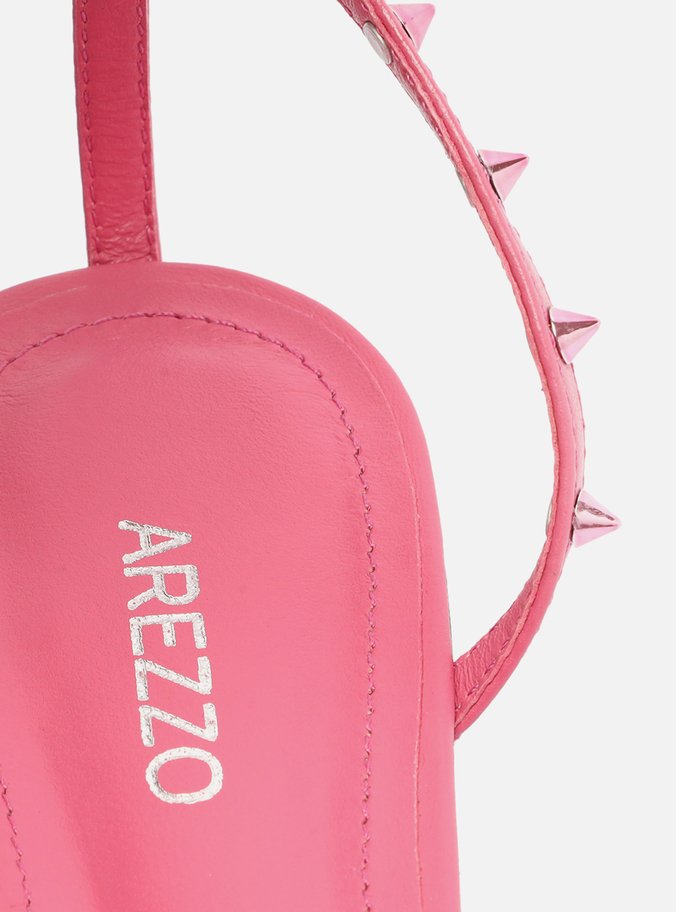 Sapatilha Rosa Couro Bico Fino Spikes