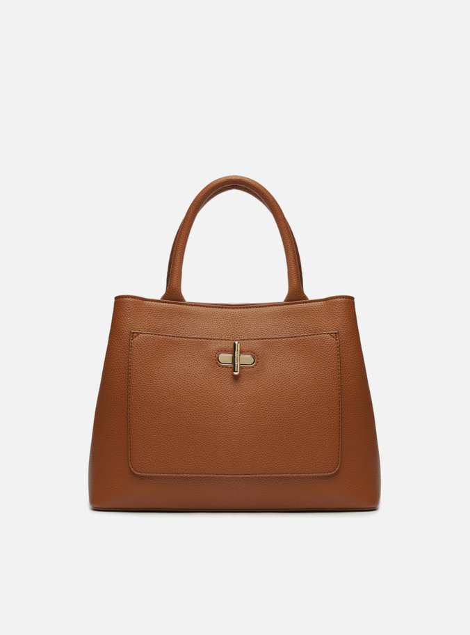 Bolsa Tote Marrom Média Fecho Metal