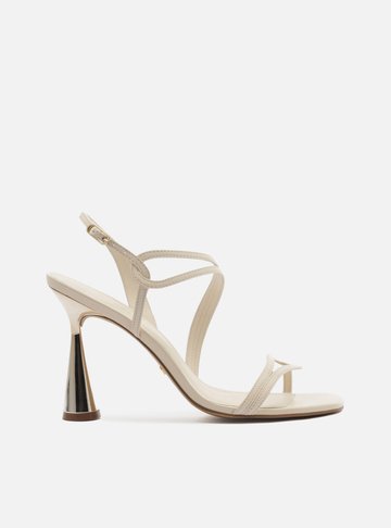Sandália Off-White Salto Alto Ampulheta