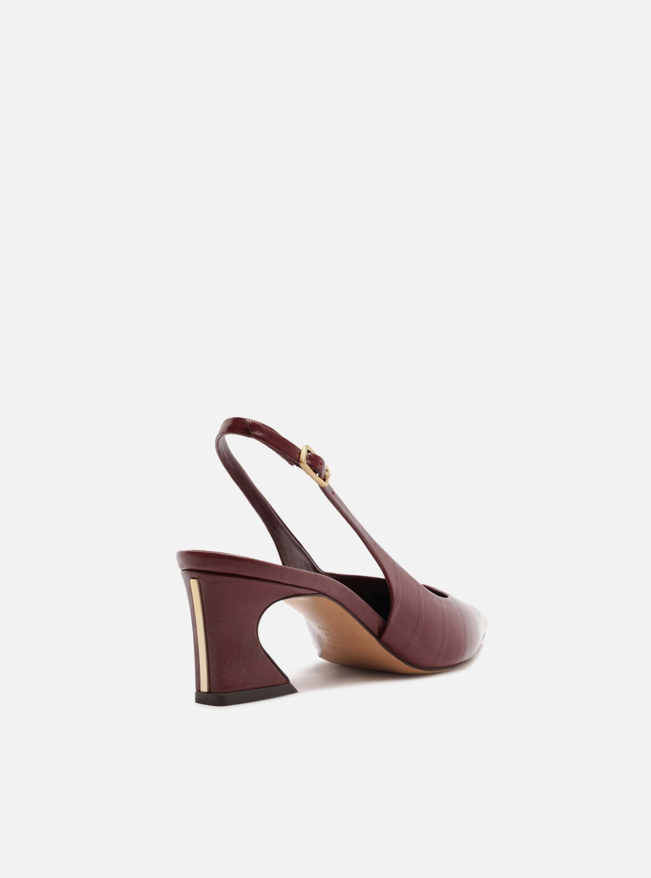 Scarpin Bordô Couro Salto Médio Geométrico Slingback — foto 3