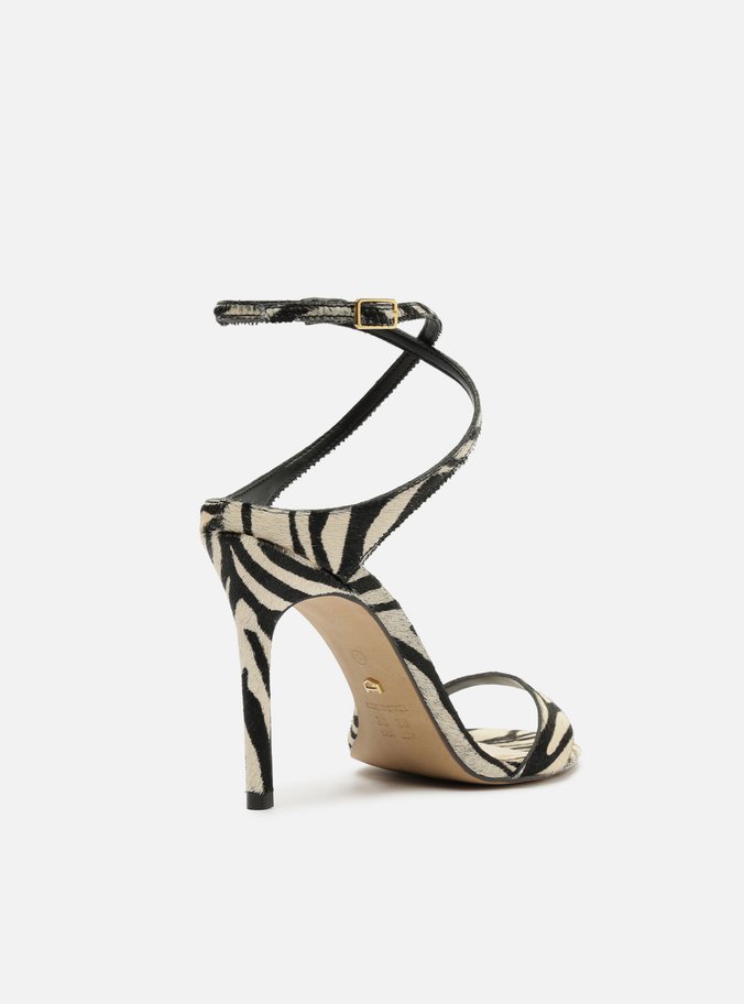 Sandália Animal Print Salto Fino Tiras Cruzadas
