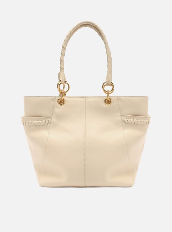 Bolsa Shopping Off-White Couro Grande Trançada Barbicacho