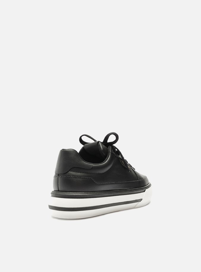 Tênis Preto Couro Flatform