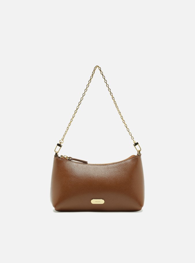 Bolsa Tiracolo Marrom Couro Pequena Corrente