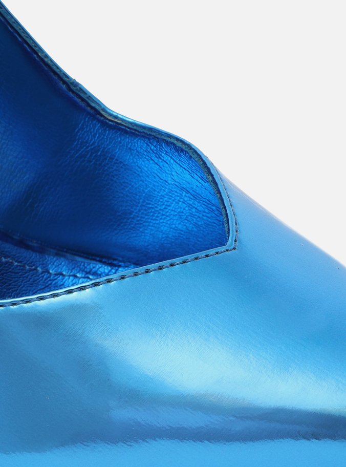 Scarpin Azul Metalizado Bico Fino Sia
