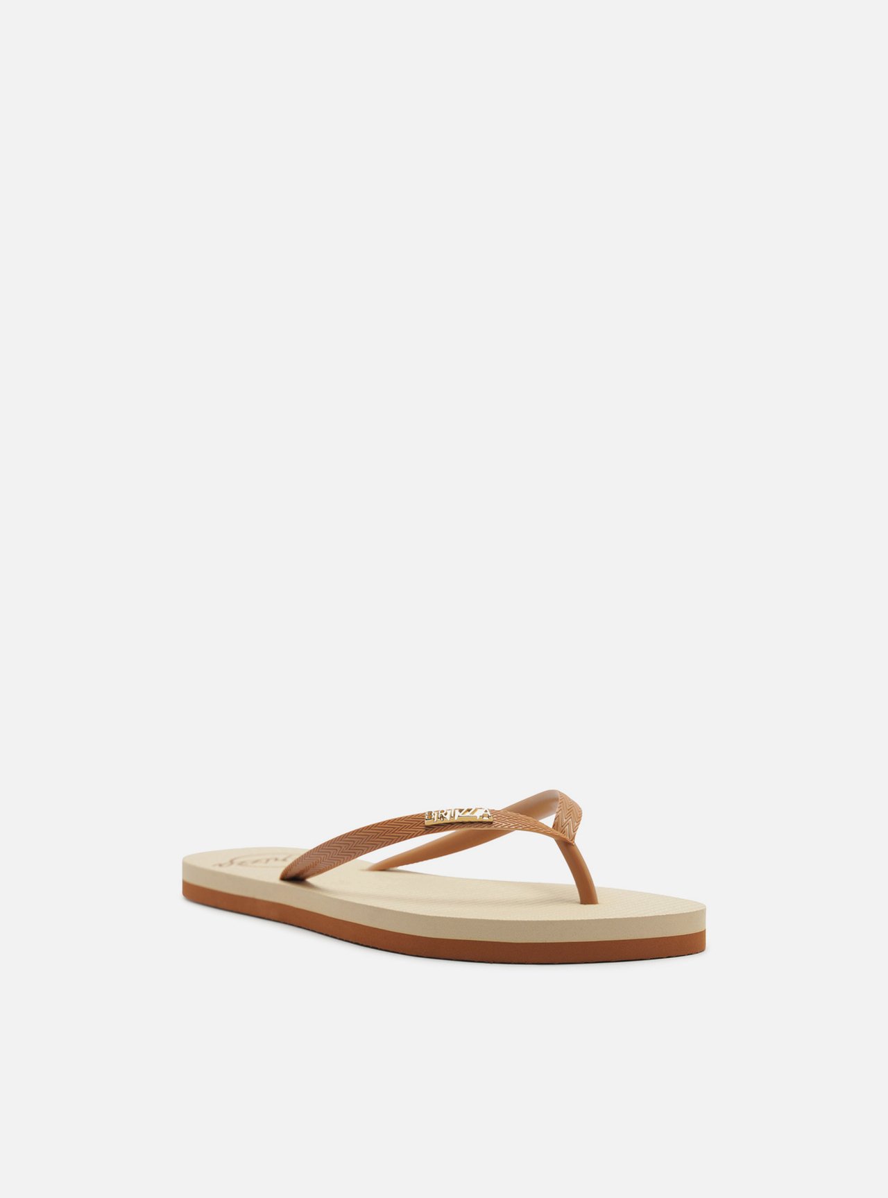 Chinelo de Dedo Marrom Flatform Metais Brizza — foto 2