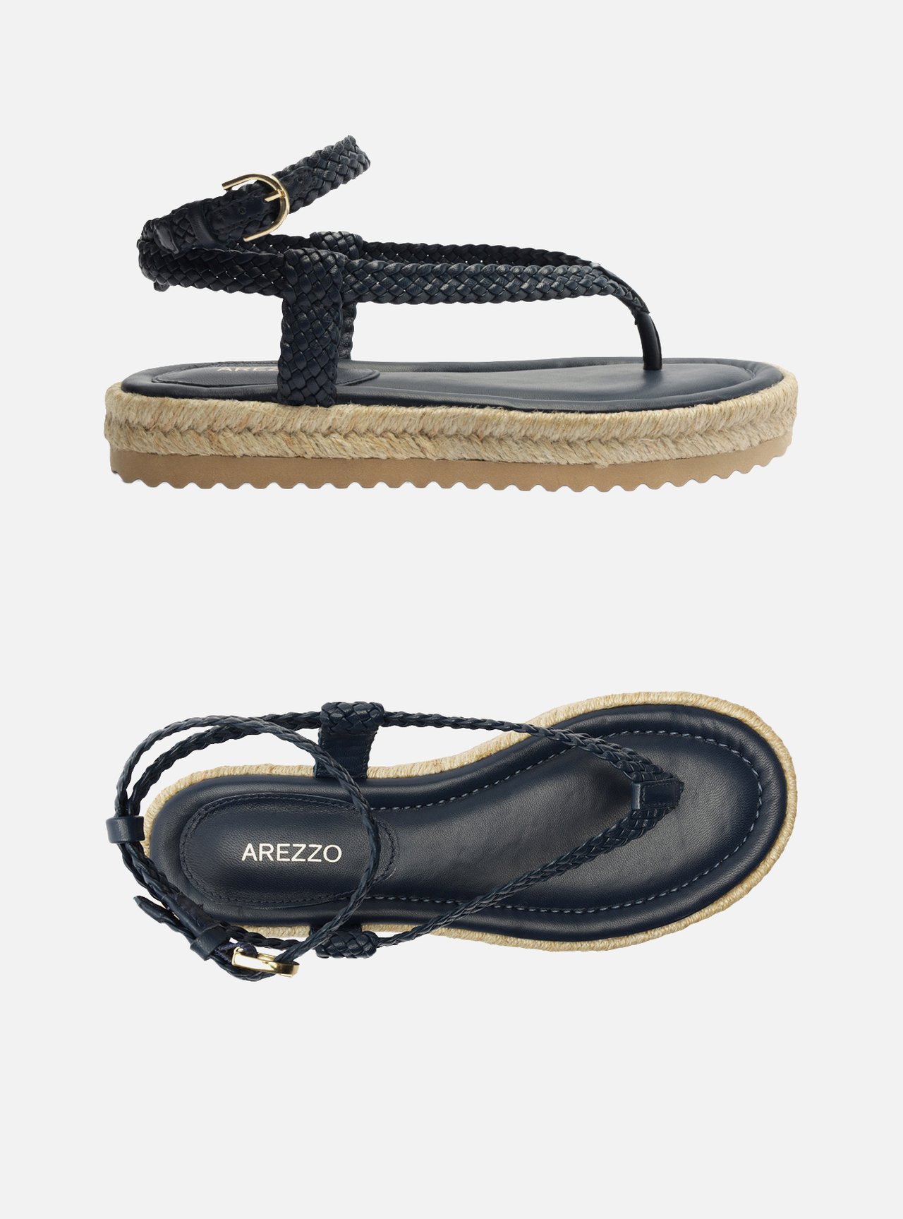 Sandália Rasteira Azul Flatform Palha — foto 5