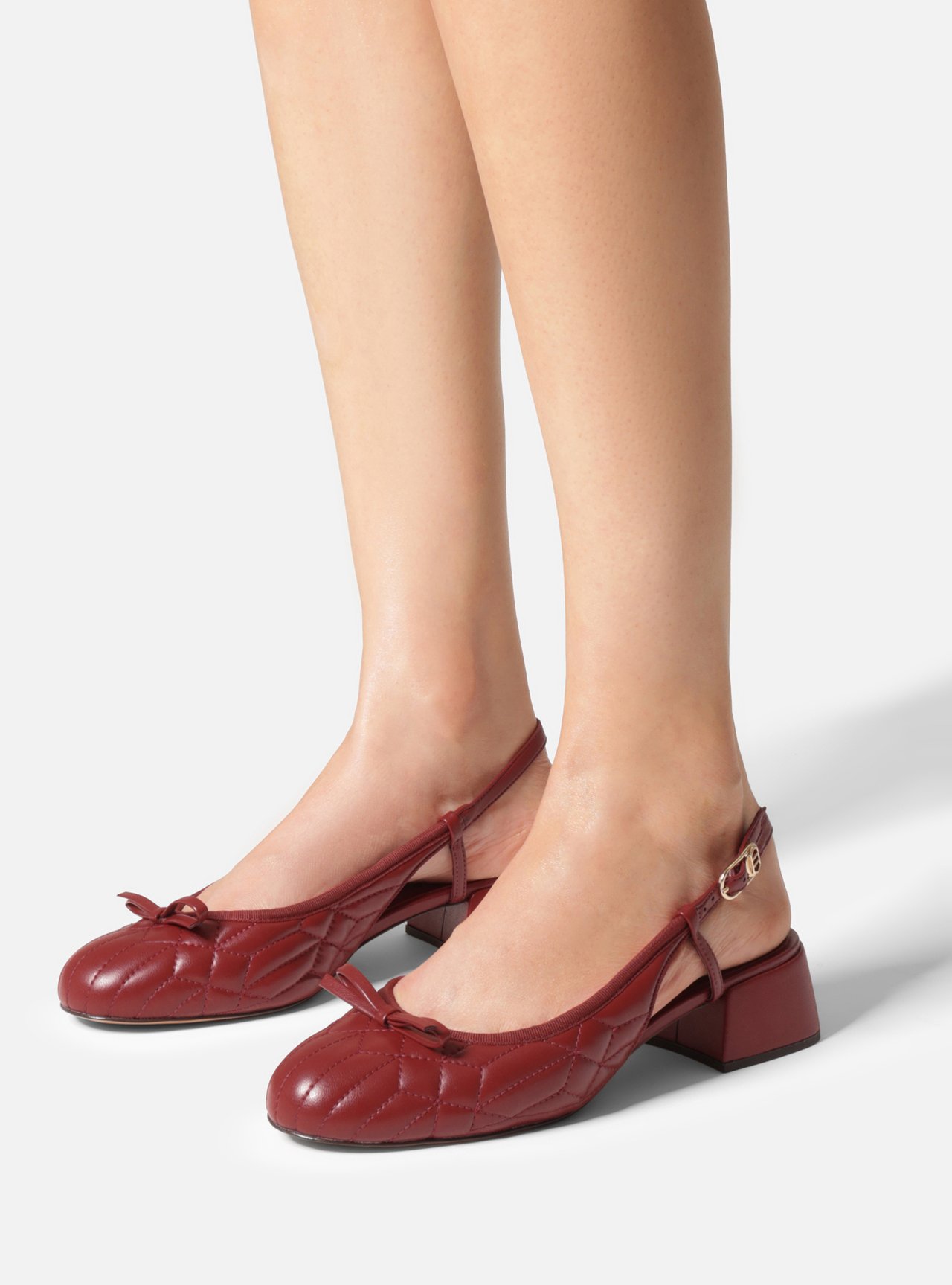 Scarpin Vermelho Salto Bloco Matelassê Slingback — foto 6