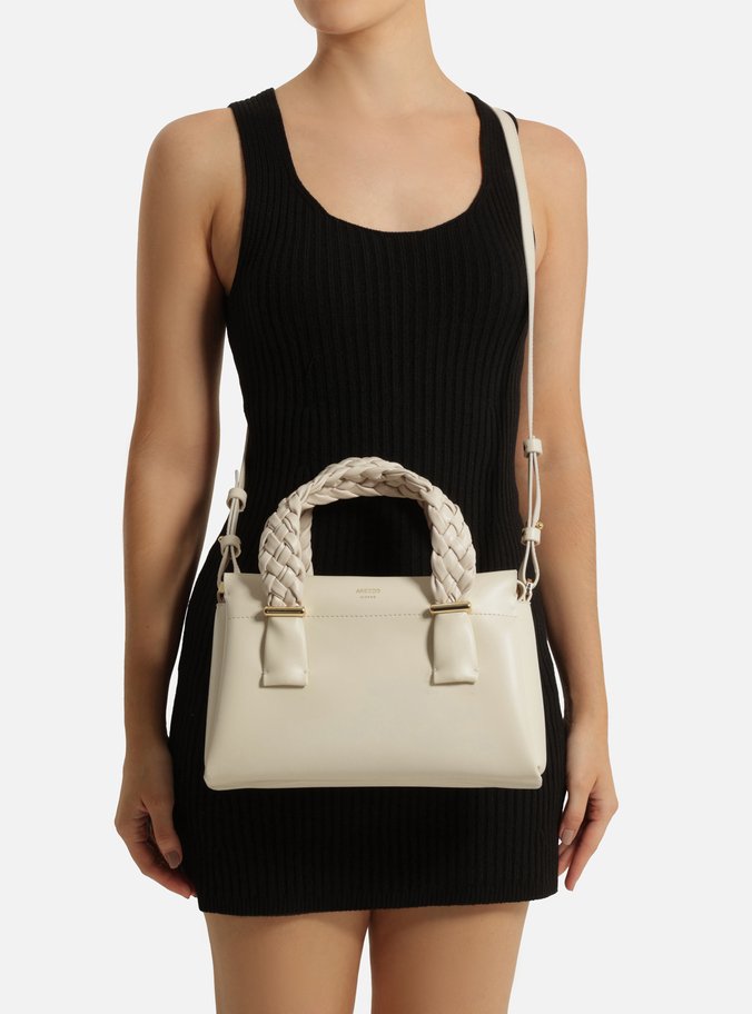 Bolsa Tote Branca Pequena Alças Trançadas