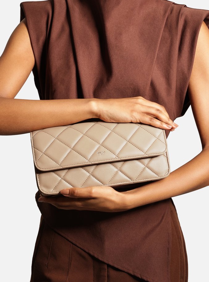 Bolsa Tiracolo Nude Média Matelassê Corrente