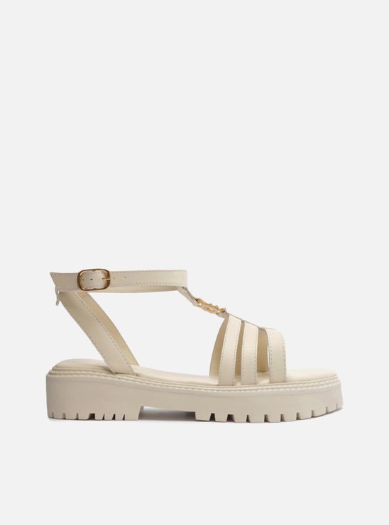 Papete Off-White Couro Salto Baixo Tratorada