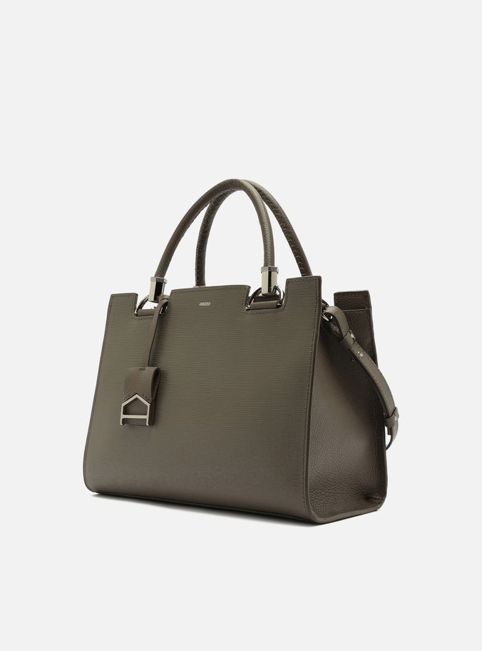Bolsa Tote Cinza Couro Abraccio Grande