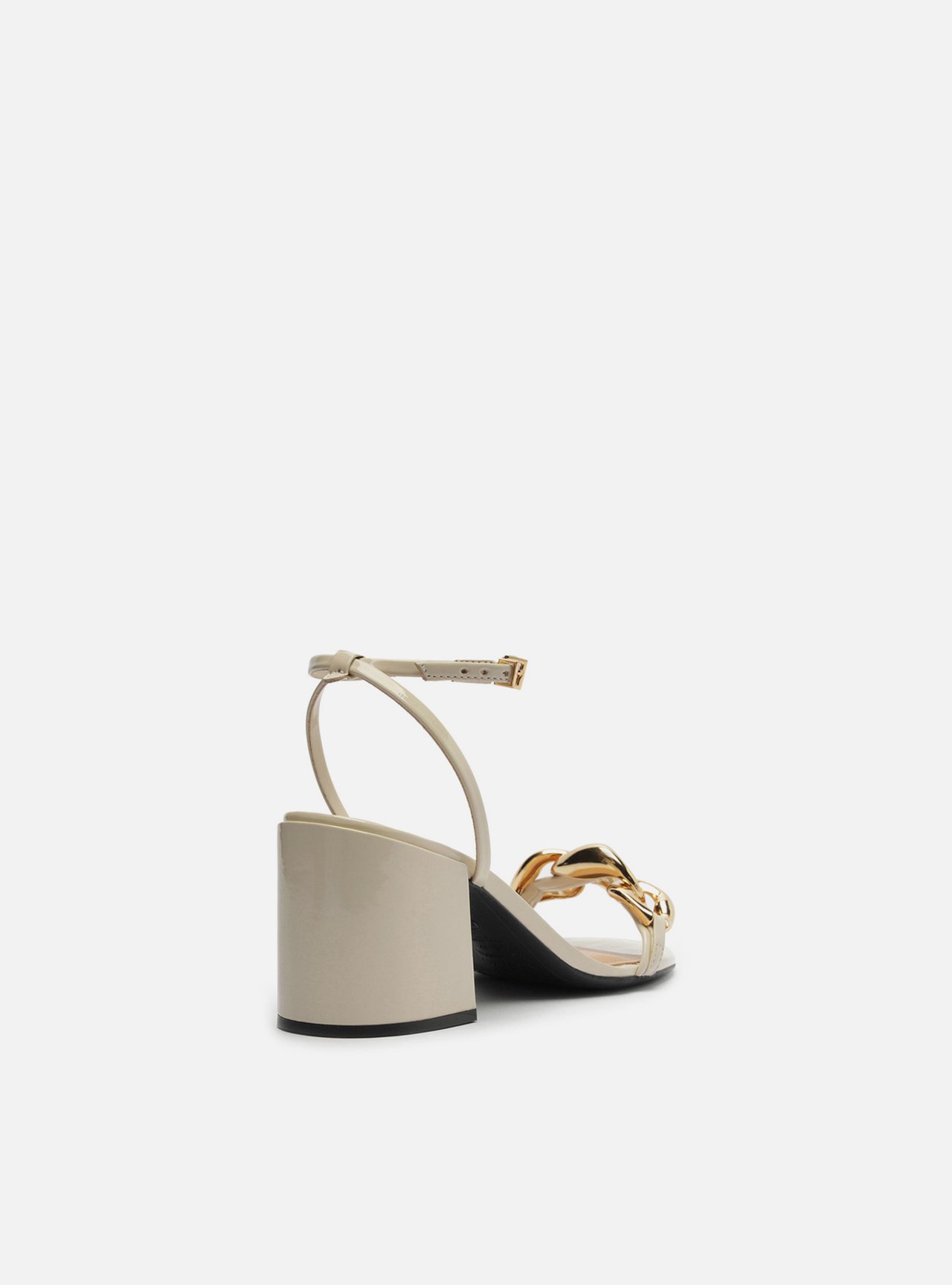 Sandália Off-White Verniz Salto Bloco Elos Metal — foto 3