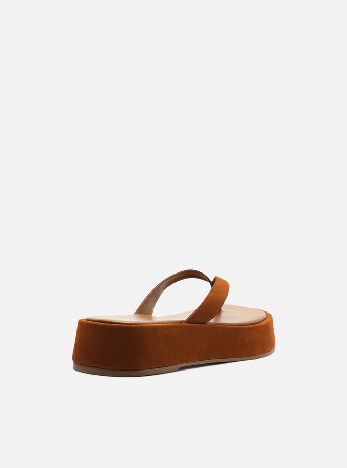 Tamanco Marrom Camurça Flatform Flip Flop TIG