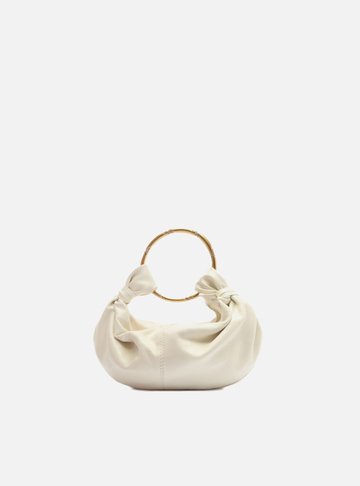Bolsa Tiracolo Off-White Couro Pequena Argola