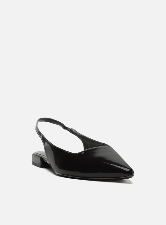 Sapatilha Preta Verniz Bico Fino Slingback