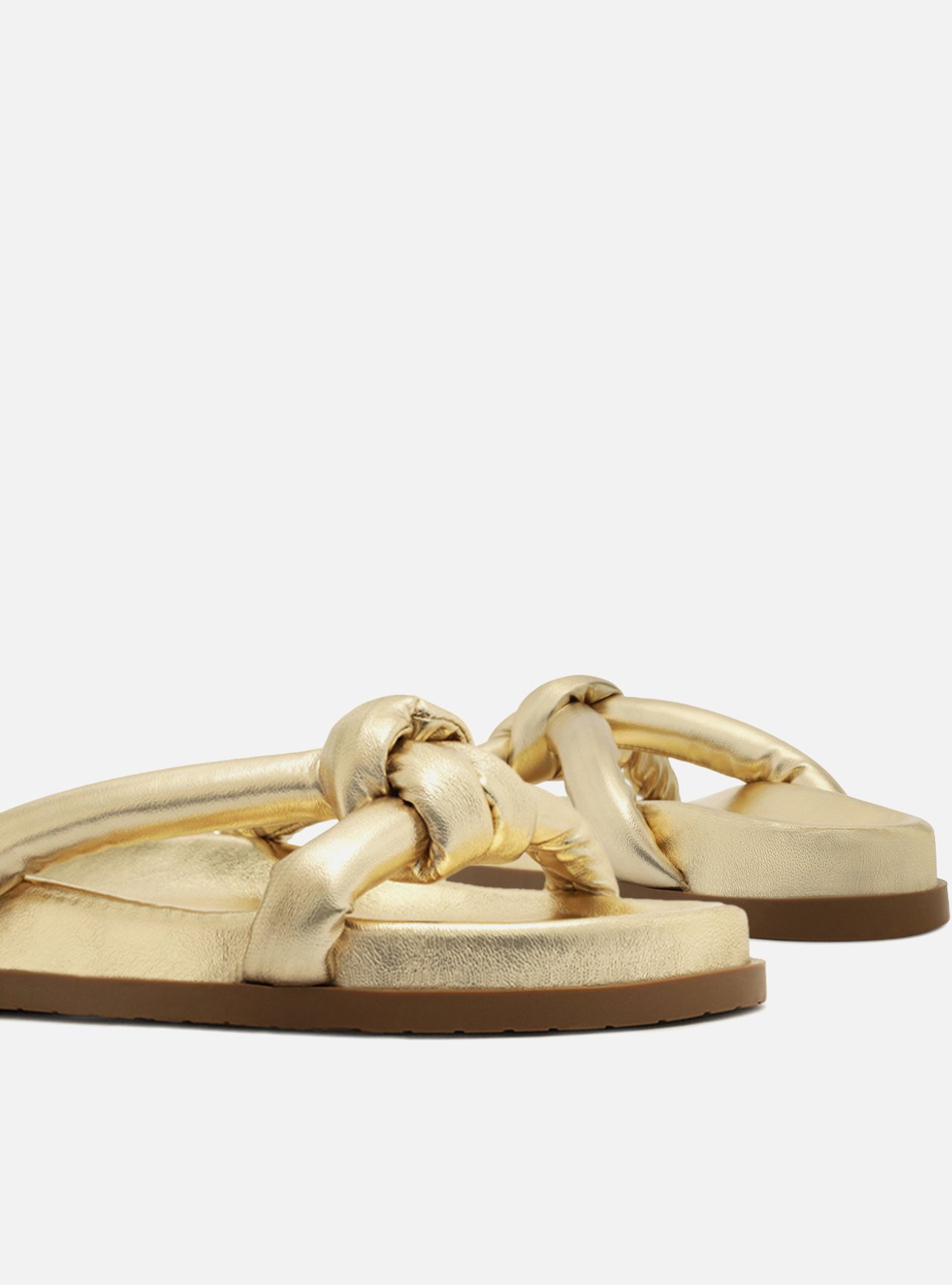 Sandália Papete Dourada Flatform Nó — foto 4