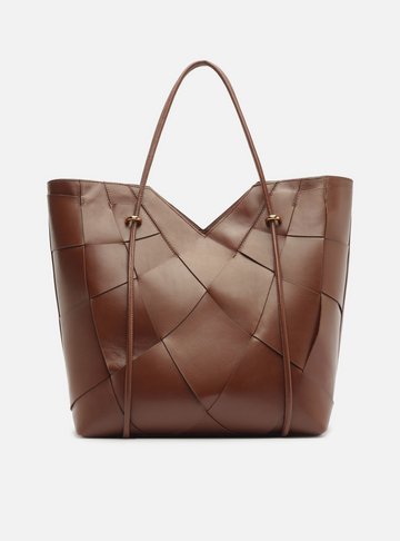 Arezzo — Bolsa Shopping Marrom Couro Tressê V