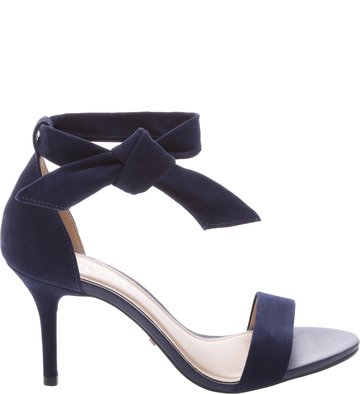 Sandália Nobuck Lace-up Salto Médio Marinho