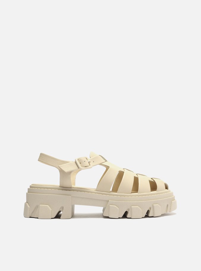 Sandália Off-White Couro Tratorada Tiras Livia
