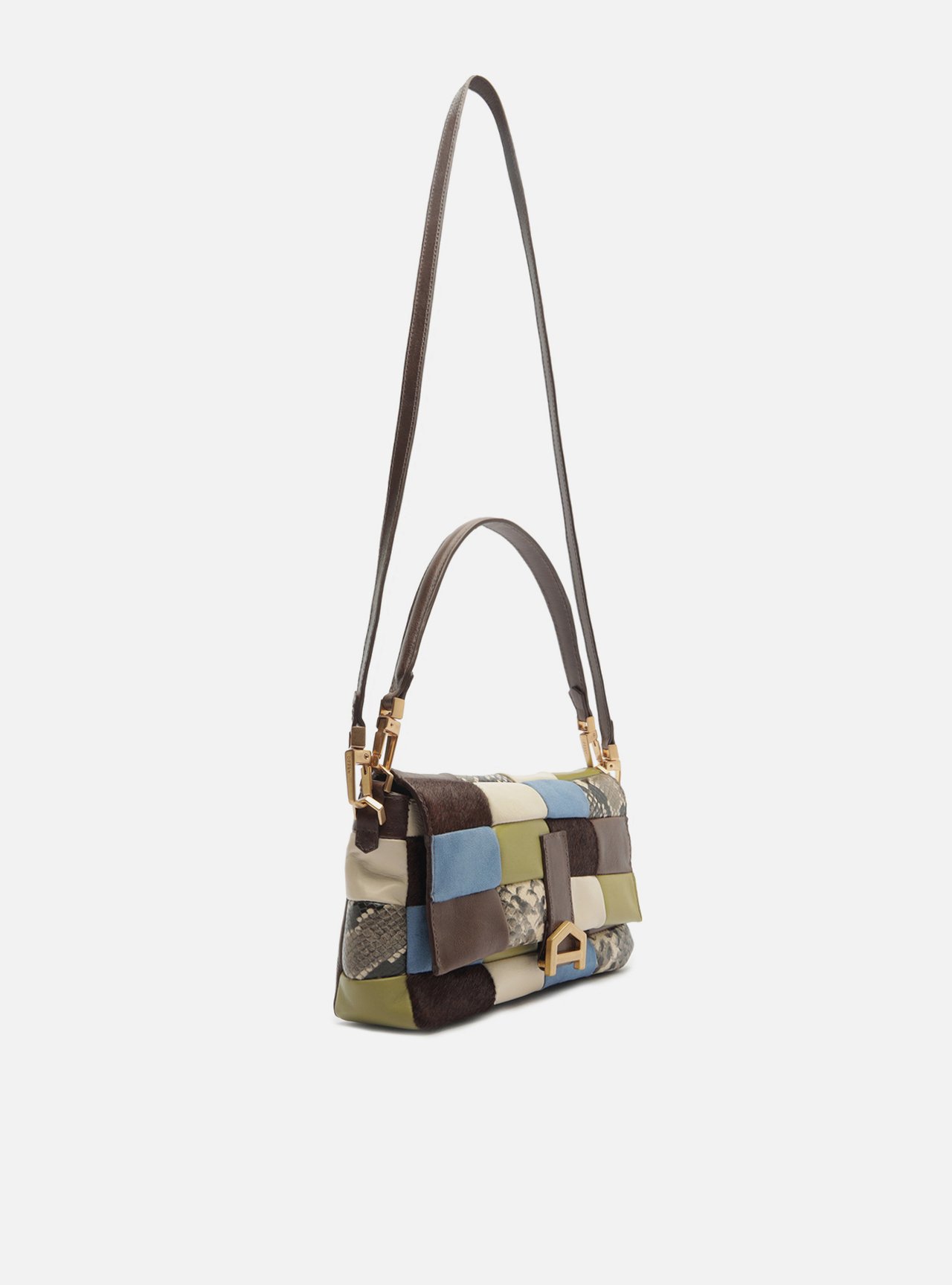 Bolsa Tiracolo Multicolorida Couro Média Fecho Metálico — foto 5