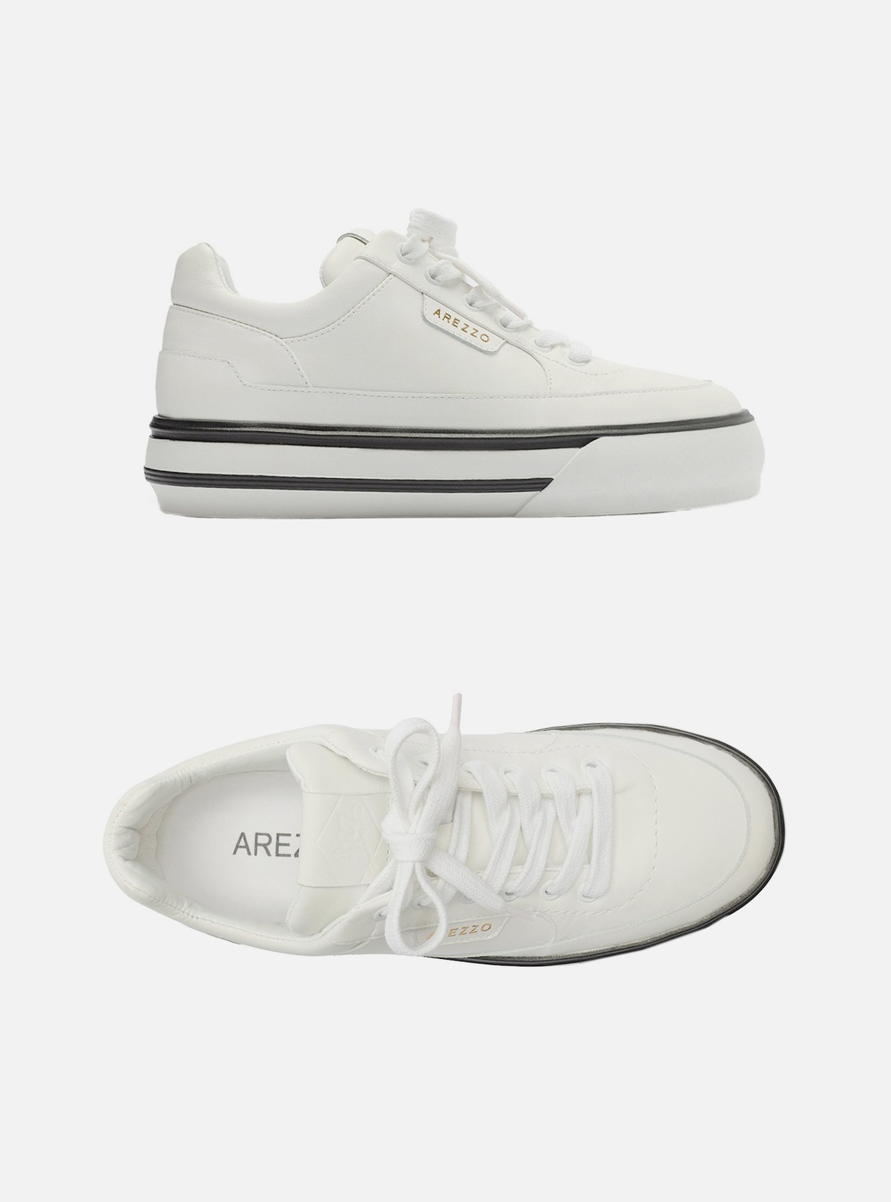 Tênis Branco Couro Flatform Preto — foto 6